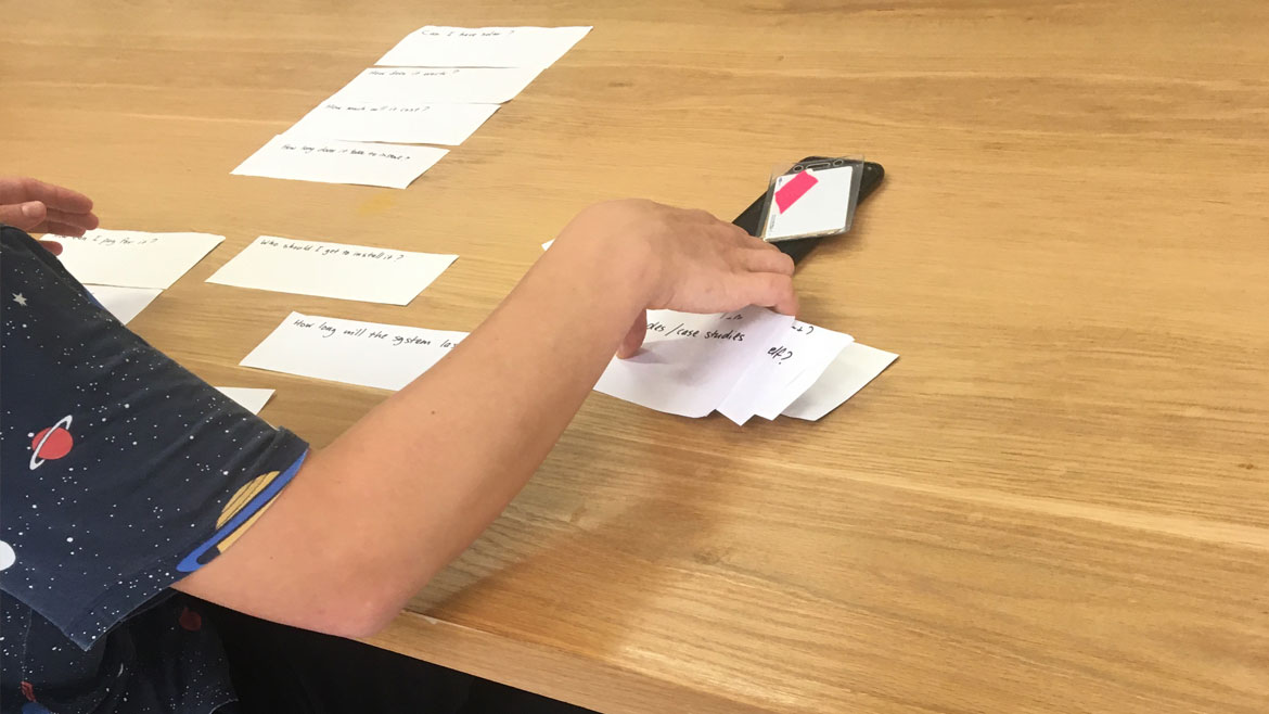 Paper prototyping web content testing to see which was most relevant to our target audiences